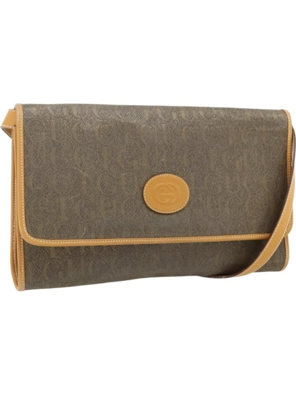 GUCCI Shoulder Bag PVC Leather Beige Gold 004 112 0289